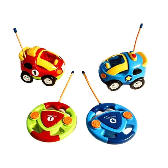 PREXTEX Radio-Control Cartoon Police & Race Car Set w/Light-Sound ~ NEW & TESTED - Picture 2 of 15